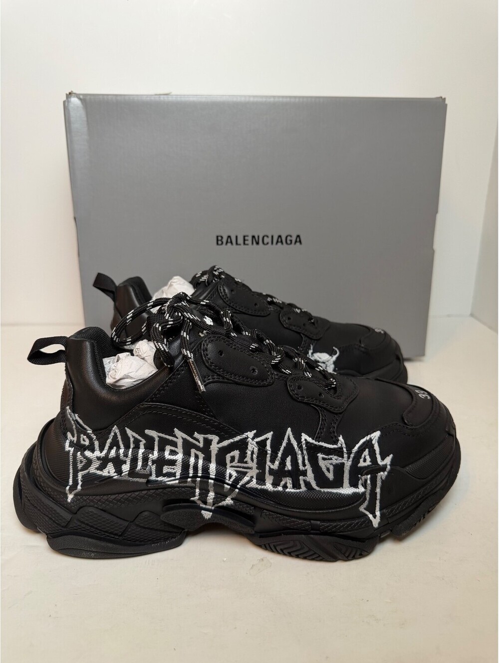 Balenciaga Triple S Graffiti Black Sneakers Size 9/39 New